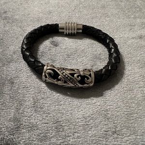 Thick Leather Bracelet + Silver Accents